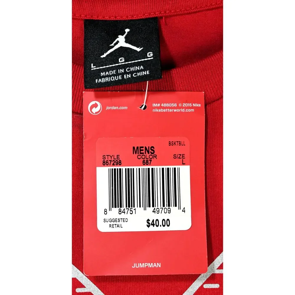 Air Jordan 23 Space Jam Long Sleeve Shirt Men's Large Red 867298-687 NWT